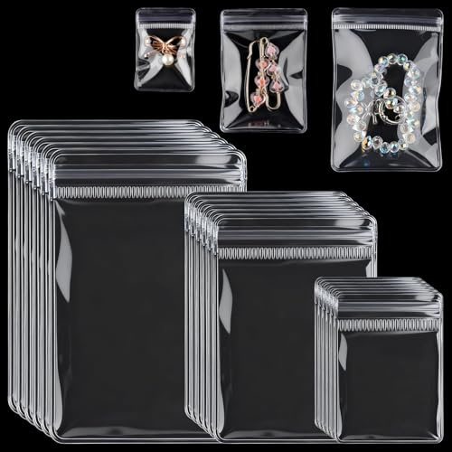 120 Stück Schmuckbeutel Klein, PVC Durchsichtige Schmuckbeutel, mit Reißverschluss, Transparente Aufbewahrungstaschen, in 3 Größen für Ohrringe, Ringe, Halsketten, Schmuckverpackung und Organizer