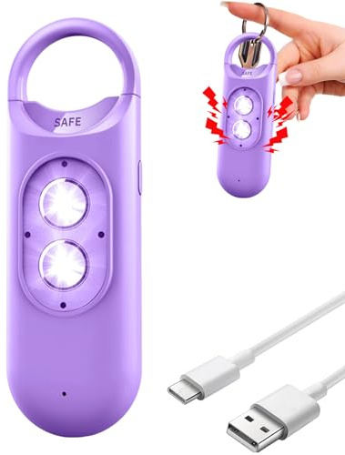 Alarme de sécurité personnelle – Alarme Lumineuse stroboscopique | Auto-défense Aĺarm, 130dB Petit Dispositif de sécurité Portable pour Femmes Famille Amis Filles épouses sœurs, Protection d'u