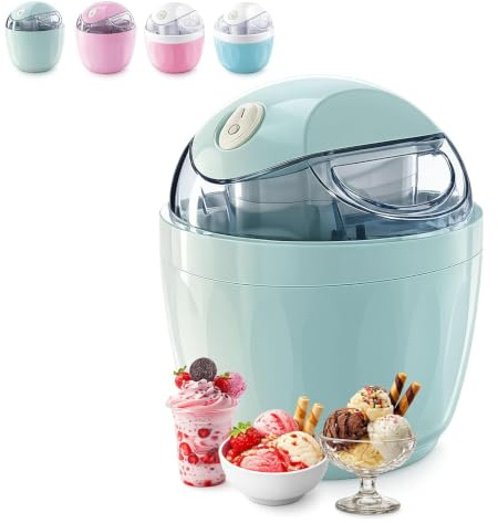 Mini Heladera Doméstica Pequeña, Máquina Eléctrica Personal De 500 Ml Para Helado Casero Rápido En 15 Minutos, Sorbete Y Yogur Helado, Máquina De Postres Compacta De Un Solo Toque Para Una Blue1