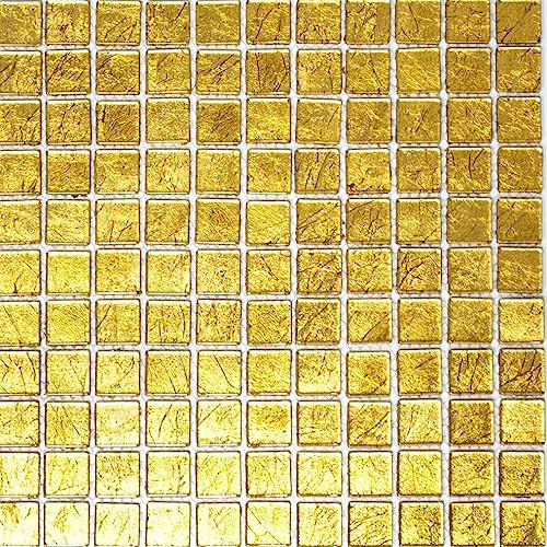 Glasmosaik Quadrat Crystal uni gold Struktur Glasmosaik Transluzent Transparent 3D Mosaikstein Format 23x23x8 mm Mattengröße 300x300mm 1 Matte