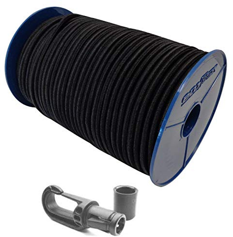 Seilwelt 6mm Expanderseil 10m Gummiseil + 20 Karabiner Gummileine Planenseil Seil Plane in Schwarz
