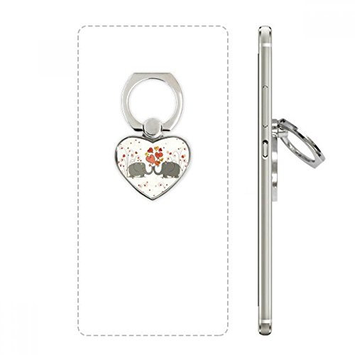 DIYthinker Grey Kissing Elephants Valentine'S Day Heart Cell Phone Ring Stand Holder Bracket Universal Support Gift