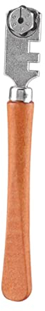 Oumefar Herramienta de Corte Artesanal de Cortador de Vidrio de Seis Ruedas de 130 mm con Mango de Madera para Vidrio de Corte de Rodillo