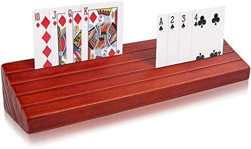 LotFancy Playing Card Holder for Kids, Adults, Seniors, 13.8” Long, Wooden