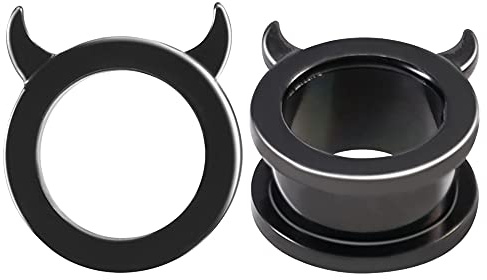 COOEAR 1 par de medidores de oreja de carne, dilatadores, túneles, estilo maligno y dilatadores, para hombres y mujeres, regalo de joyería corporal., Metal, arenisca,