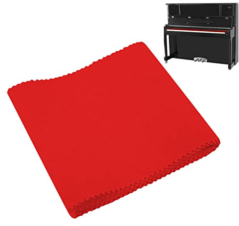 Paño Protector para Teclado de Piano, Paño para Cubrir Teclado de Piano, Paño Antipolvo para Teclado, Fácil de Limpiar, Teclado de Piano, Amantes, 125 x 15 cm, Rojo