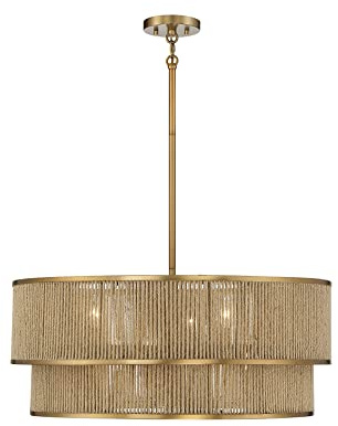 Savoy House 7-1774-6-320 Ashburn Bohemian/Eclectic Rope Pendant, 6-Light 360 Total Watts, 12 H x 28 W, Warm Brass
