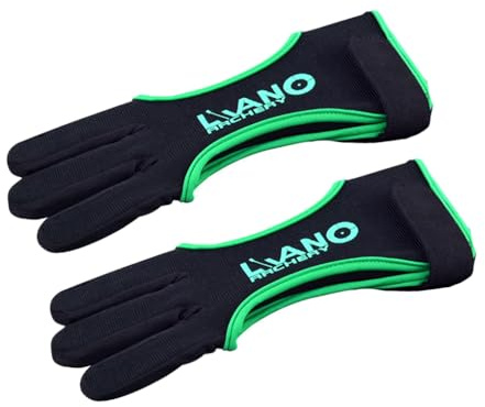 wisoolkic Bogenschießen Fingerschutz Professioneller Verstellbarer dekorativer nützlicher DREI Finger Handschuh Praktische praktische Schießhandschuhe, Grün, S