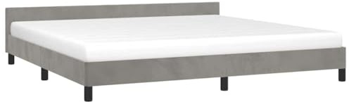vidaXL Sängram med huvudgavel ljusgrå 200x200 cm sammet, säng, sovrumsmöbel, sängbotten, sängar, sovrumsmöbler, dubbelsäng, dubbelsängar, sammetssäng