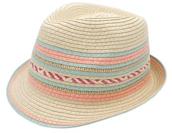 maximo Mavida Girls Trilby Strohhut Sommerhut Sonnenhut Kinderhut Mädchenhut Strandhut Kinder - Sommer Frühling-Sommer - 55 cm Hellbeige
