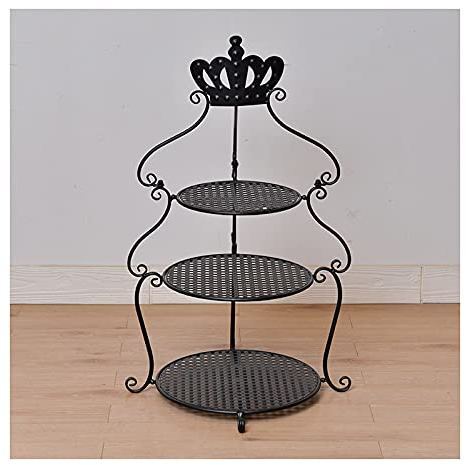 Kuchenständer ServierStänder 3-tier-Kuchen-Stand-Schmiedeeisen-Cupcake-Display-Stand-Stand-Multi-Farb-Krone-Dessert-Tisch kreativer Hochzeits-Gebäck-Service-Tablett Tortenständer ( Color : Schwarz )