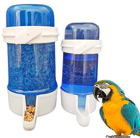 2Pcs Feeder/Drinker,Wasserspender Für Vögel Automatischer Trinkflaschen,Kunststoff-Wassertränke,Für Käfig wellensittich futterspender,Vögel Feeder Drinker vogelkäfig zubehör (490ml+240ml (Dunkelblau)