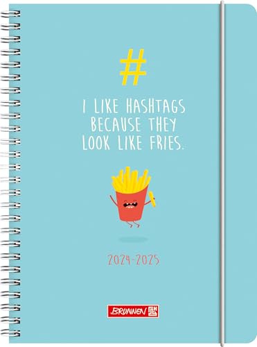 BRUNNEN Schülerkalender (2024/2025) „#fries“, 2 Seiten = 1 Woche, A5, 208 Seiten, hellblau