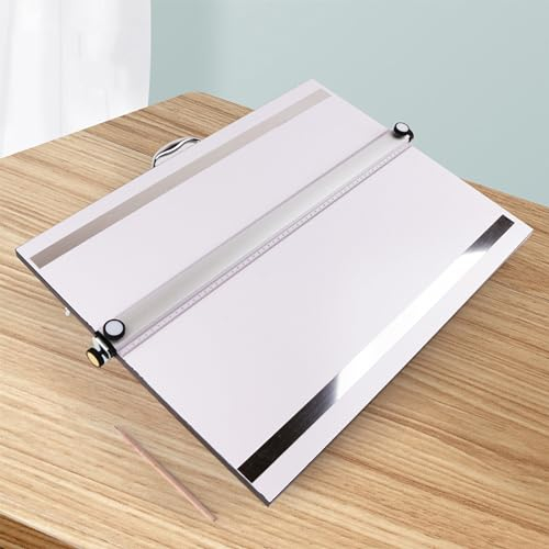 Tavolo da Disegno Generico A2, Tavolo da Disegno Metrico Professionale con Righello Posizionamento Chiaro Regolabile E Striscia Carta Magnetica, Misurazione Precisa E Spazio Lavoro 60 * 45cm