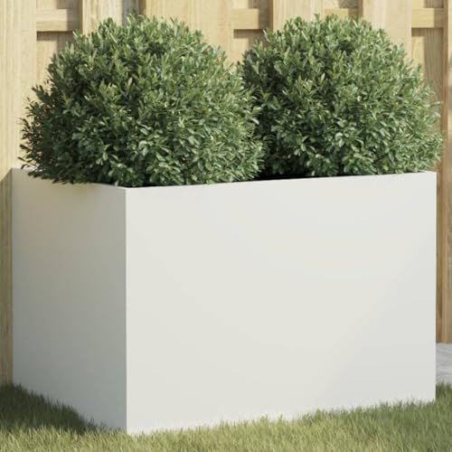 vidaXL Odlingslåda vit 62x47x46 cm kallvalsat stål, odlingslådor, hög odlingslåda, upphöjd odlingslåda, blomlådor, höga odlingslådor