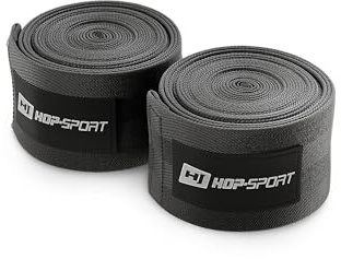 Hop-Sport Boxbandagen aus Baumwolle, 4 m & rot/schwarz, Bandagen - Boxen und Krafttraining, mit Klettverschluss, für Verschiedene Kampfsportarten (Schwarz)