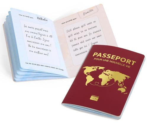 BOFUNX Libro de visitas de Firmas Regalo Original de Estilo Pasaporte para Boda Cumpleaños Jubilación Despedida de Colega