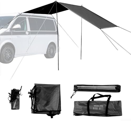 Wohnmobil-Markise, groß, wasserdicht, Markise, Sonnenschutz für Wohnmobil und Van, schwarzes Netzgewebe, Camper-Sonnenschutz, Wohnmobil-Markisen-Zubehör