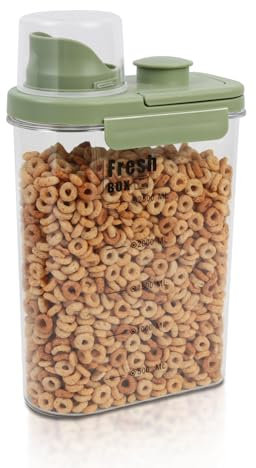 Boîte Rangement Cuisine, Boîte Hermétique Alimentaires en Plastique avec Couvercle, Provision Conservation Placard Organisation Bocaux pour Céréales Pâtes Farine (1 Pièce x 2.8L - Vert Herbe)