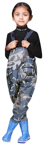 Wathose für Kinder, Cartoon-, Jugend-Angel-Wathose für Kleinkinder, wasserfeste Jagd- Angel-Wathose mit Stiefeln für Jungen Mädchen Kinder Schlafanzug Jungen (CE2, 2-3 Jahre)