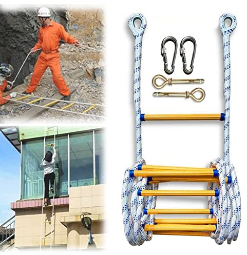Emergency Fire Escape Ladder Flame Resistant Safety Rope Ladder with Hooks, Homes Reuportable Ladder for Window Balcony/3M