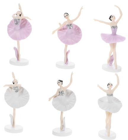 BESPORTBLE Elegante Ballerina-kuchendekorationen 6er-pack Backdekorationsständer Für Geburtstagsfeiern