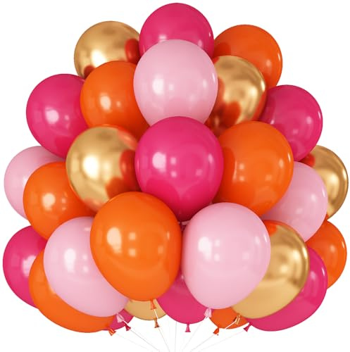 Hot Pink Orange and Gold Balloons Sunset Birthday Fiesta Party Decorations