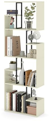 Manora Bücherregal Weiß Groß,Raumteiler Regal mit Kippsicherung,Bücherregal Holz Modern für Wohnzimmer Kinderzimmer Homeoffice,Stylisches Shelf für Bücher, Dekoration & Spielzeug(Weiß,60x24x174)