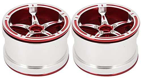 RC Car Beadlock Wheel Rims Aluminum Alloy Durable Strong Lightweight Upgrade for Axial SCX10 RR10 1/10 TRX4 90048 RC Crawler Car Accessories 2.5in Outer Diameter 2 Pack (Red)