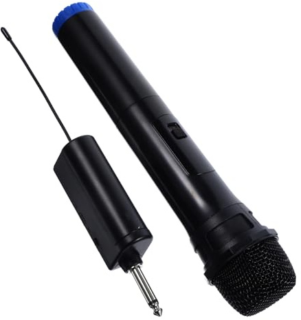 FRCOLOR Microfono Wireless Portatile per Esterni con Ricevitore, Microfono Ktv senza Fili Compatto Nero per Karaoke e Feste All’aperto, Accessorio per Cantare con Suono Nitido e Segnale