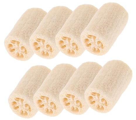 SKISUNO 8 Stück Teiliges Natur-loofah Peeling und Massageeffekt für Dusche und Küche Sanfte Hautreinigung und Fettlösende Reinigung Kompakt und Vielseitig für Körper Küchenanwendung