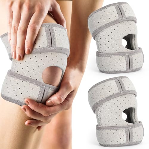 TWSOUL 2 rodilleras Wellness para hombre y mujer, rodillera estabilizadora para rótula, soporte ajustable para la rodilla, transpirable, antideslizante, amortiguador de golpes, talla L