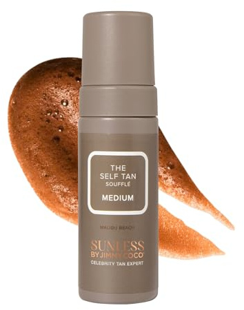 Jimmy Coco 150ml Medium Tinted Tan Soufflé Malibu Beach | Hydrating Fake Tan Moisturiser for Face and Body | Self Tanning Cream with Pineapple Mango Papaya Extracts for Natural Sunkissed Glow