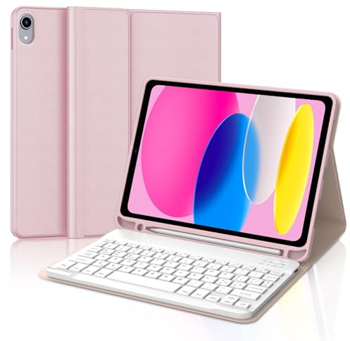IVEOPPE Tastiera Custodia per iPad A16 11/10 Generazione, Cover Tastiera Italiano QWERTY Bluetooth Staccabile Magnetica per iPad 10 Generazione/A16 11 Generation 2025 11, Rosa