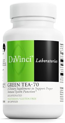 DaVinci Labs Green Tea-70 - Dietary Supplement to Support the Immune System, Cardiovascular Health and Cholesterol Health - With Green Tea Extract - Decaffeinated - Gluten-Free -60 Vegetarian Capsules