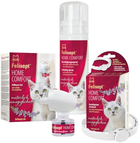 Felisept Home Comfort Set, Entspannungsmittel für Katze mit natürlichen Katzenminze, Beruhigungsspray mit Diffusor inkl. Flakon (1 x 45ml)