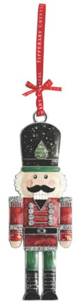 Tipperary Crystal Sparkling Nutcracker Soldier Christmas Decoration – Festive Hanging Ornament with Red and Green Enamel Detail