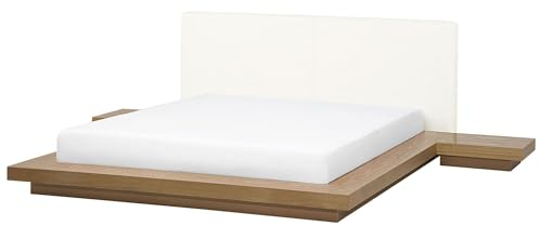 Beliani Wasserbett Kunstleder weiß/naturfarbene Esche Wasserbettmatratze 180x200 cm Zen