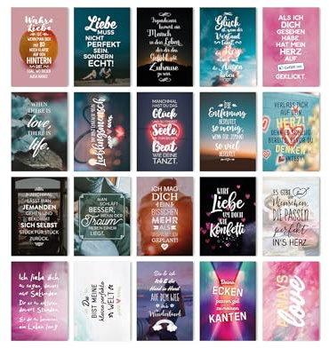 TypeStoff 20er Postkarten-Spar-Set – LIEBE-LOVE – DIN A6, 20 verschiedene Motive mit Sprüchen, Zitaten und Aphorismen - PK-00161