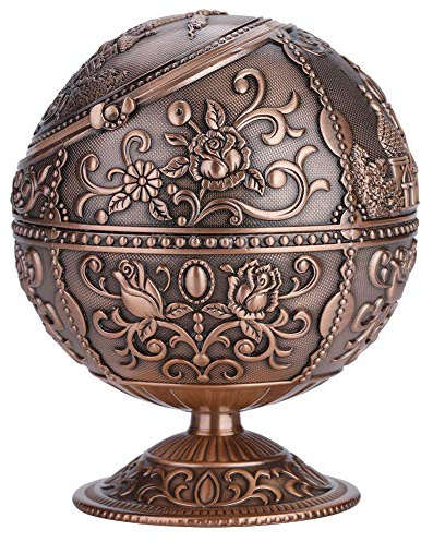 Vintage Aschenbecher Metall Rund Kugel Geprägtes Muster Dekoration Für Drinnen Und Draußen (Rotbronze) Aschenbecher Vintage Deko Für Innen Und Außen