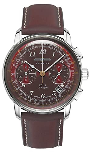 Zeppelin lz126 los Angeles Herren Uhr analog Quarzwerk mit Leder Armband 7614-6