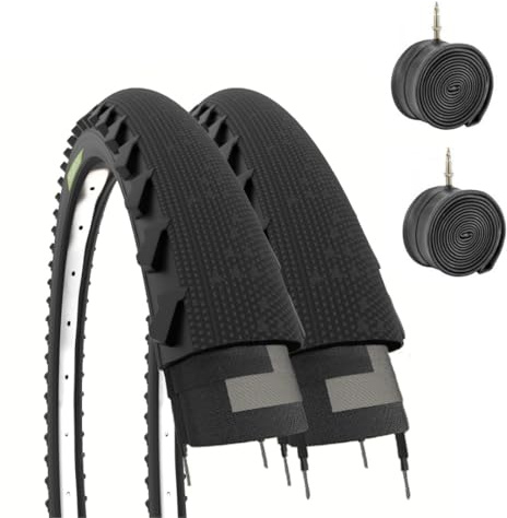 EBA26DSE 2 Neumáticos Demi Slick 26x1.95 + Cámaras de Aire |Neumáticos 50-559 para MTB Trekking Bike Bicicleta Híbrida