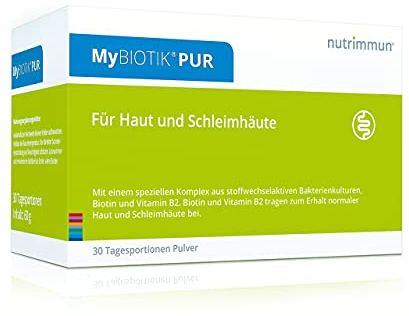 MyBIOTIK®PUR I made by nutrimmun I Für 30 Tage I 6 aktive Bakterienkulturen I Ausgewiesene Stammspezifität I Vitamin B2 I Biotin I Pulver I Vegan I Glutenfrei I Laktosefrei I Laborgeprüft