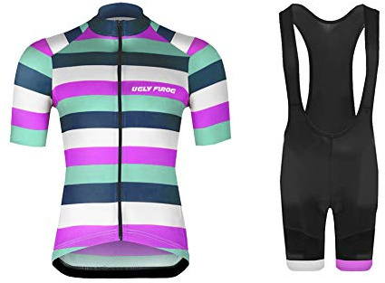 UGLY FROG Fahrradbekleidung Herren Sommer Radtrikot Kurzarm Set Schnelltrocknend Atmungsaktives Shirt + 20D Cushion Shorts Gepolsterte Hose Pro DXMH03