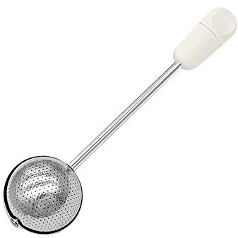 Sugar Shaker Duster Wand for Flour and Spices, Stainless Steel Spoon Powder Sugar Duster, Rotating Tea Filter, Easy One-handed Operation (White)