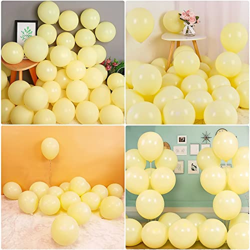Ballons pastel jaunes de 12 pouces, paquet de 20 ballons crème en latex macaron jaune, guirlande de ballons de fête pour les décorations d'anniversaire de baby shower de mariage