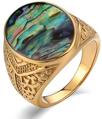 Daesar Edelstahl Ringe Partnerringe Gold, Ring Personalisiert Männer Siegelring mit Vintage Filigree Gr.60 (19.1)