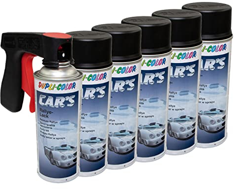 Lackspray Spraydose Sprühlack Cars Dupli Color 385872 schwarz matt 6 X 400 ml mit Pistolengriff