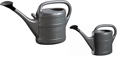 Gießkannen Set 10L + 5L ANTHRAZIT + 1x BILDMAGNET! Blumenkanne Kunststoff, Gießkanne groß & klein für Garten & Zimmerpflanzen Gieskannen Giesskanne 10 & 5 L Liter Watering Can Gieskannen10Liter