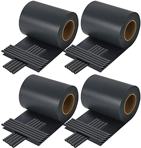 Ansobea 35m x 19cm PVC Sichtschutzstreifen für Doppelstabmatten, 4 Rollen Sichschutz Zaun, 30 Befestigungsclips, Sichtschutzstreifen doppelstabzaun, Windschutz Gartenzaun - Anthrazit